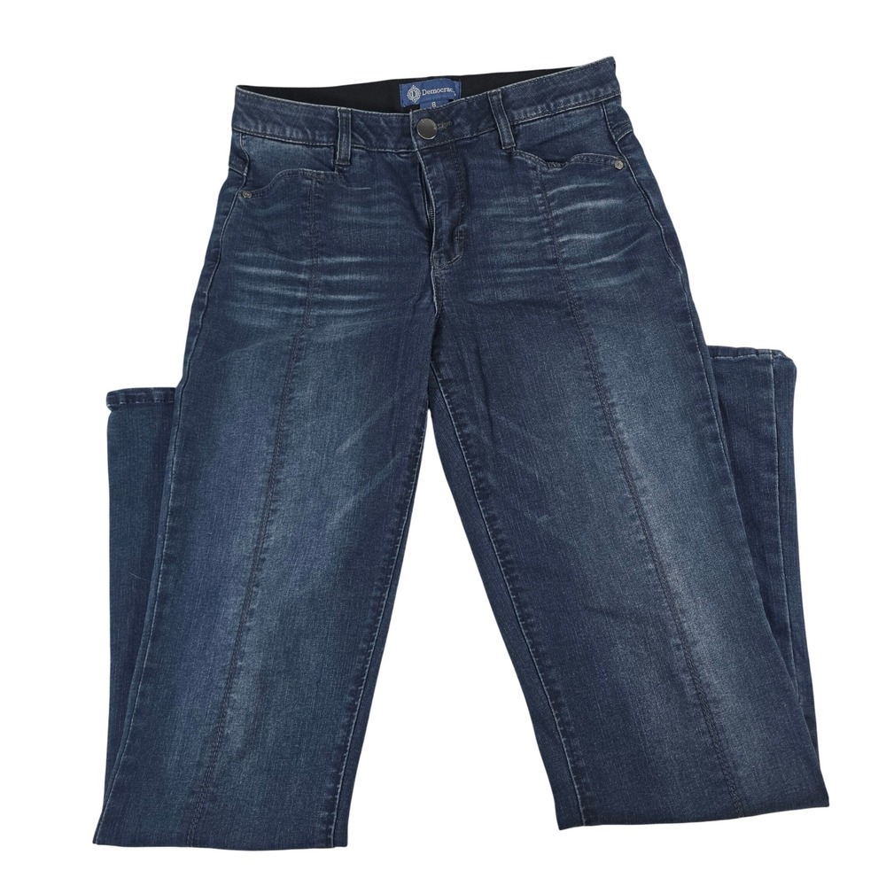 Democracy Ab"solution Women 8 Dark Indigo Seam Front Straight Leg Jeans